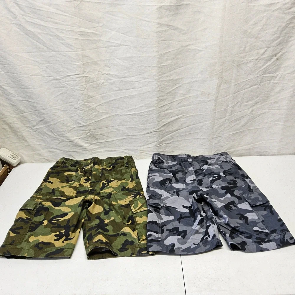 The Children's Place Cargo Shorts Kids‎ Size 10 Green Gray Camo 2-Pack Utility